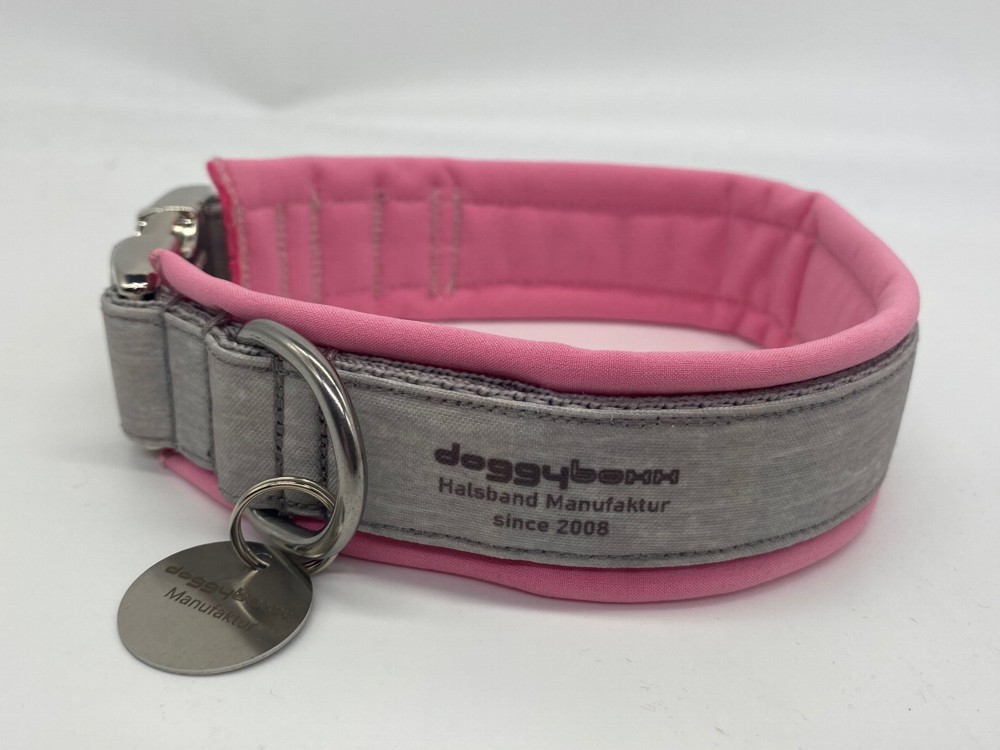 Hundehalsband doggyboxx grau/ rosa